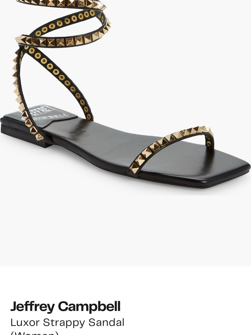 Jeffrey Campbell Black and Gold Spiral Ankle Strappy Sandal